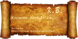 Kocsner Borbála névjegykártya